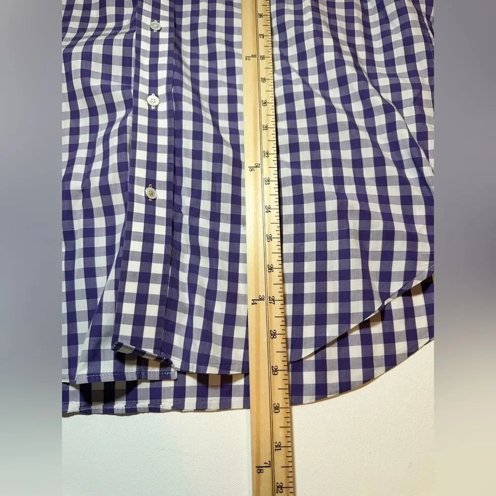 J. McLaughlin Purple White Gingham Plaid Button-Down Long Sleeve Shirt Men's MED